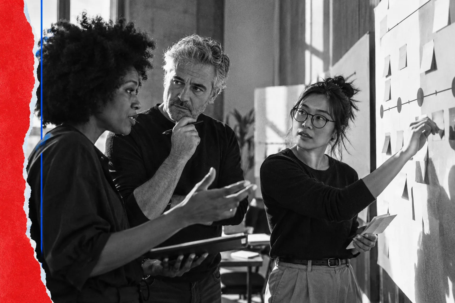 Trois responsables confrontent leurs points de vue sur les étapes d’un projet.